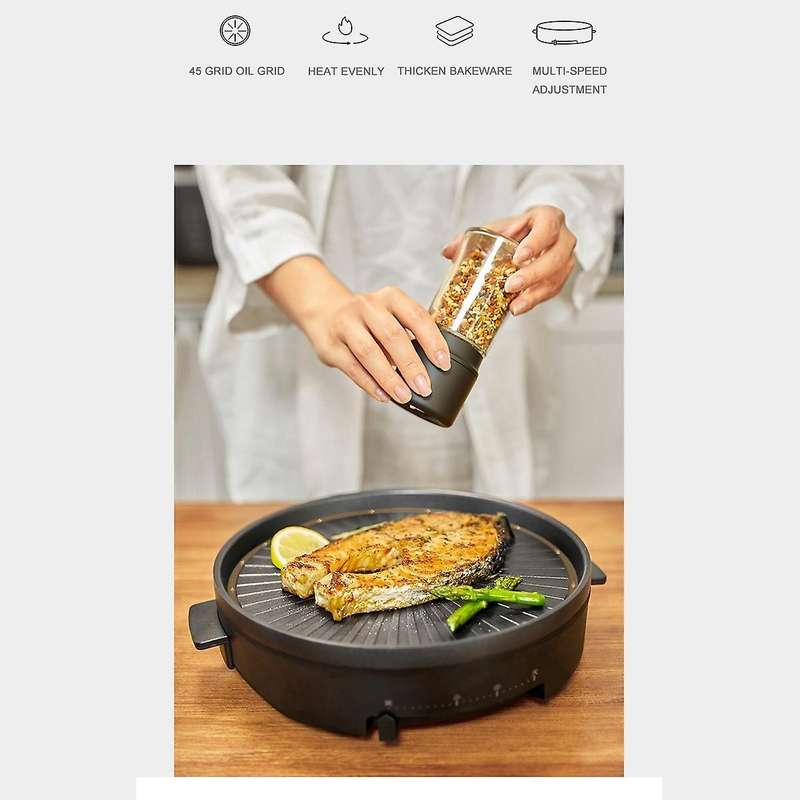 220v Smokeless Electric Pan Grill Bbq Stove Non-stick Eu Plug