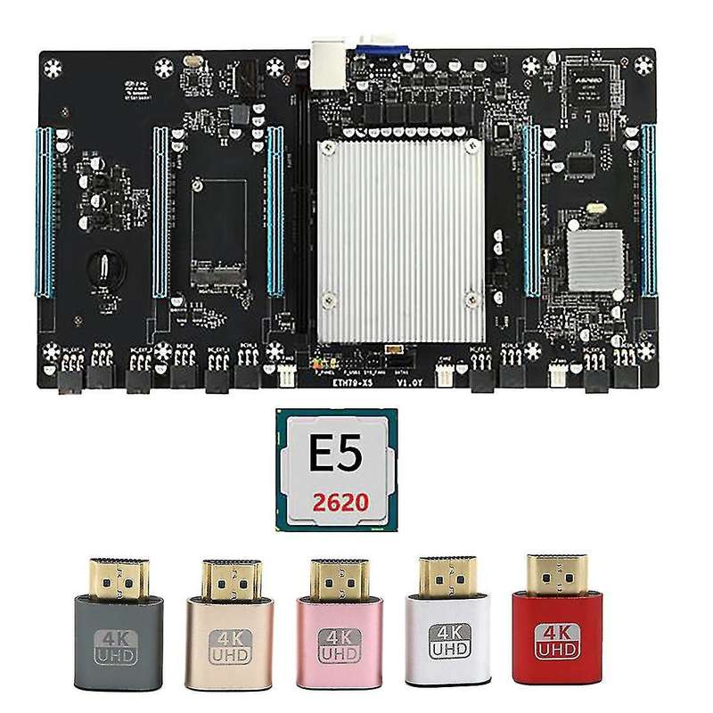 Eth79-x5 Btc Mining Motherboard with E5 2620 Cpu+5xgraphics Virtual