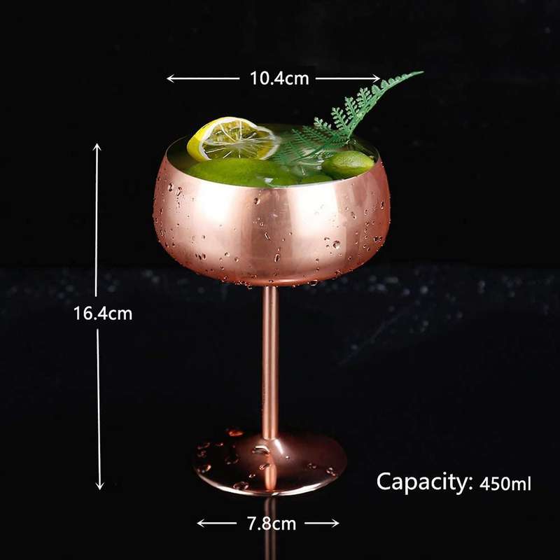 Glasses Set Of 2 Stainless Steel Vintage Cocktail Glass Wine Goblet