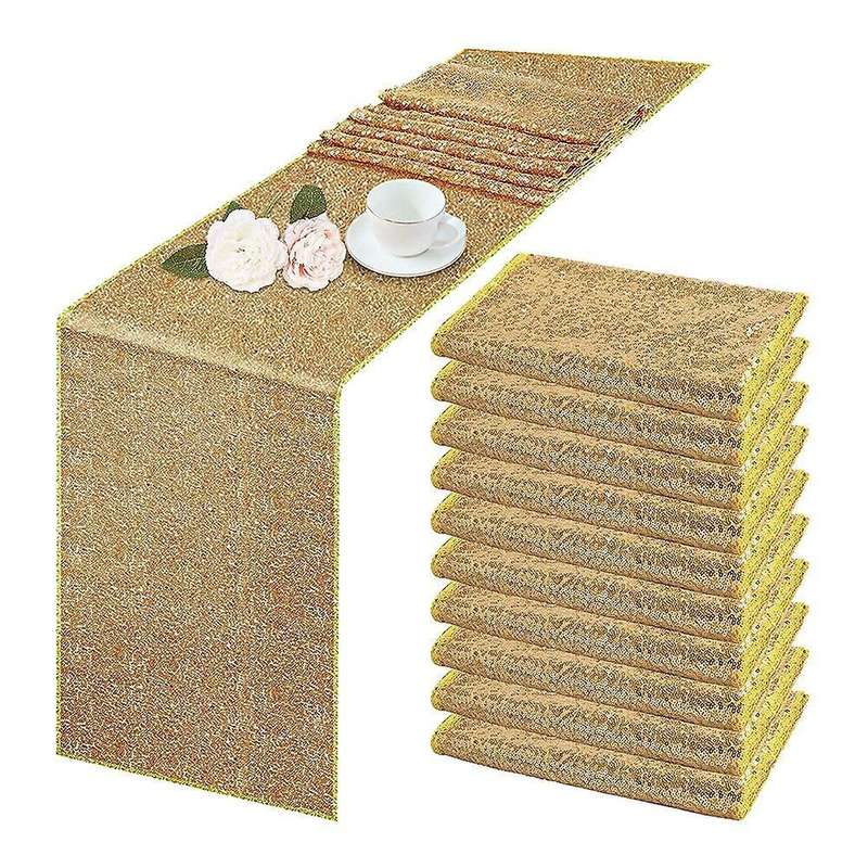 10 Pcs Champagne Color Table Runner 12x108inch for Holiday Decor