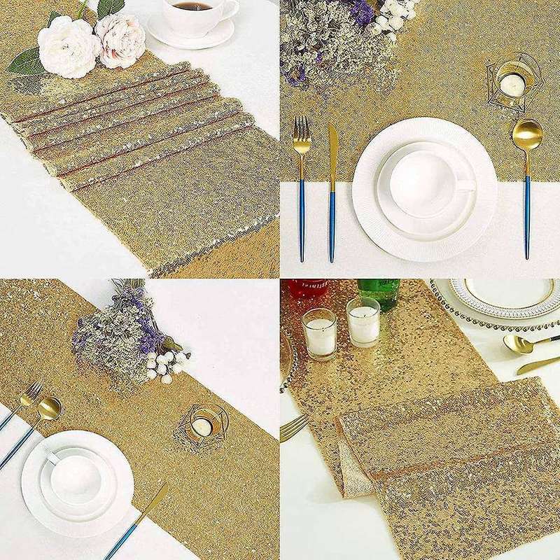 10 Pcs Champagne Color Table Runner 12x108inch for Holiday Decor