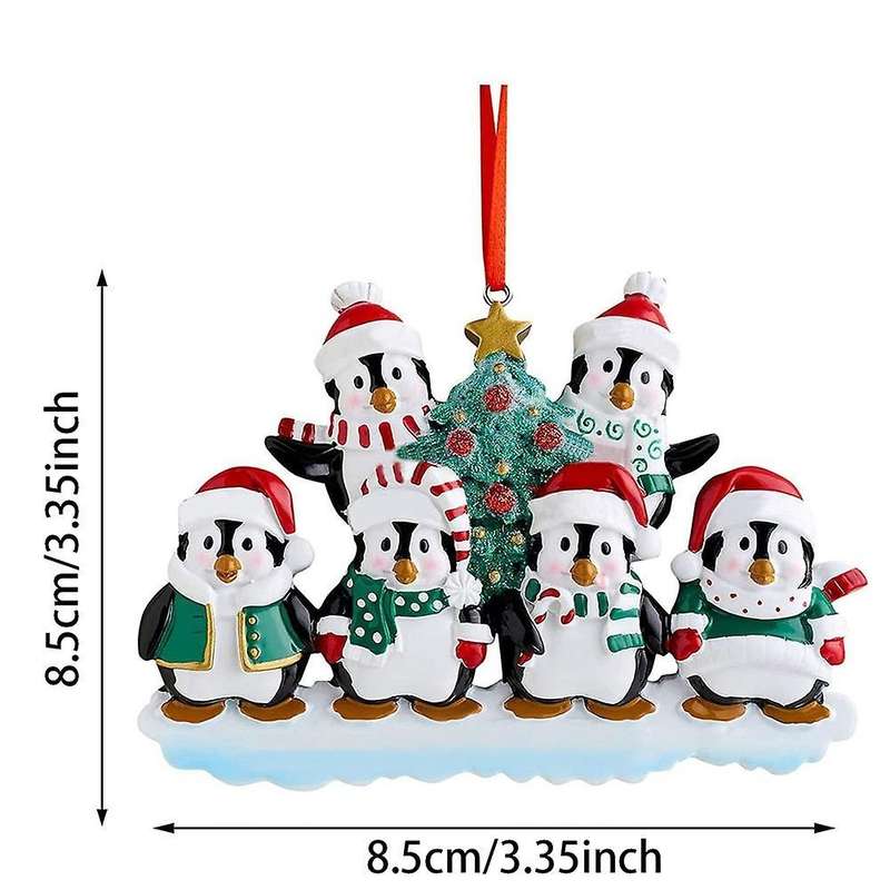 Personalized Penguin Family Christmas Tree Ornament (family Of 6)