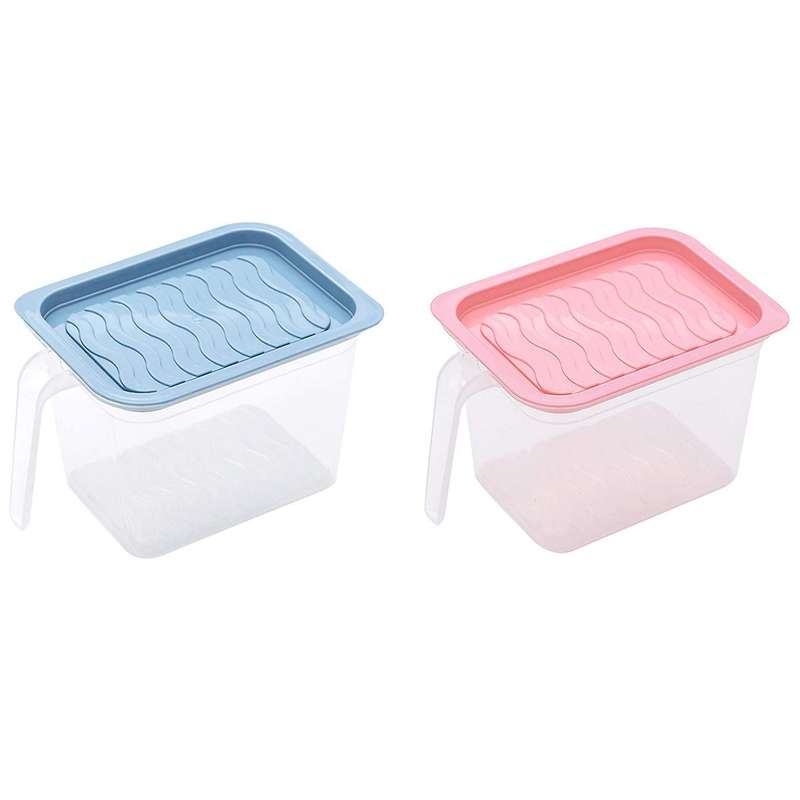 2pcs Refrigerator Multi-layer Fresh-keeping Box Storage (blue+pink)
