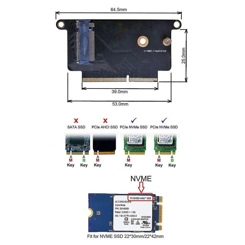 Ssd Hard Disk Adapter Card M.2 Nvme to for Apple Macbook Pro