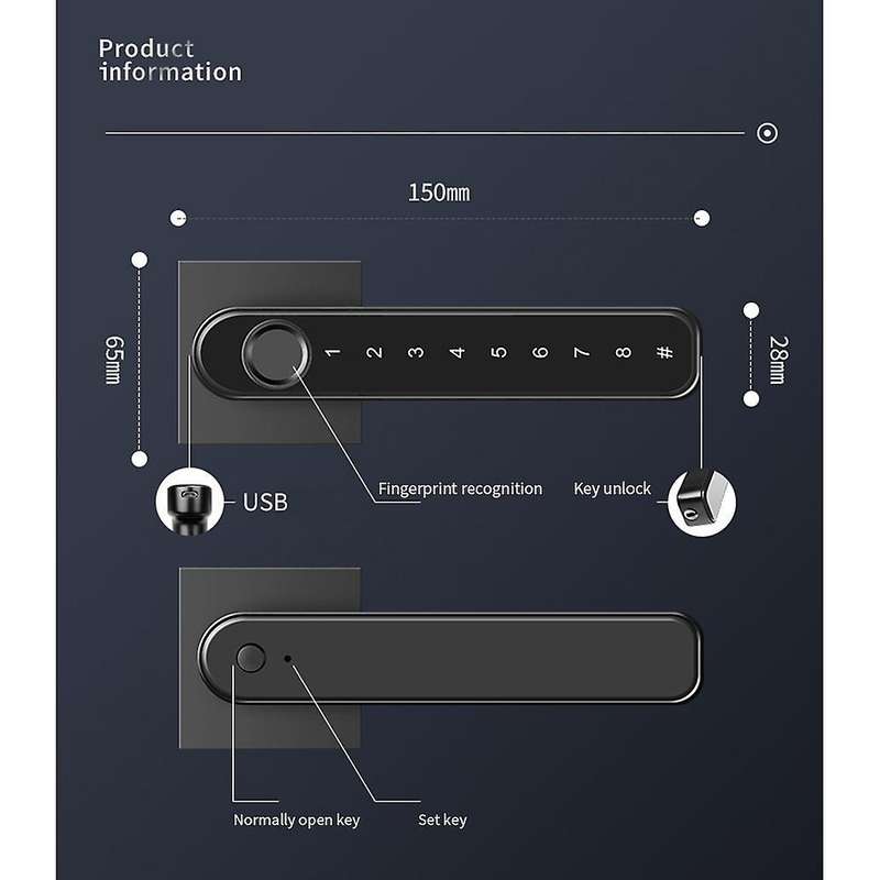 Fingerprint Door Lock Door Knob for Home Hotel Office Apartment