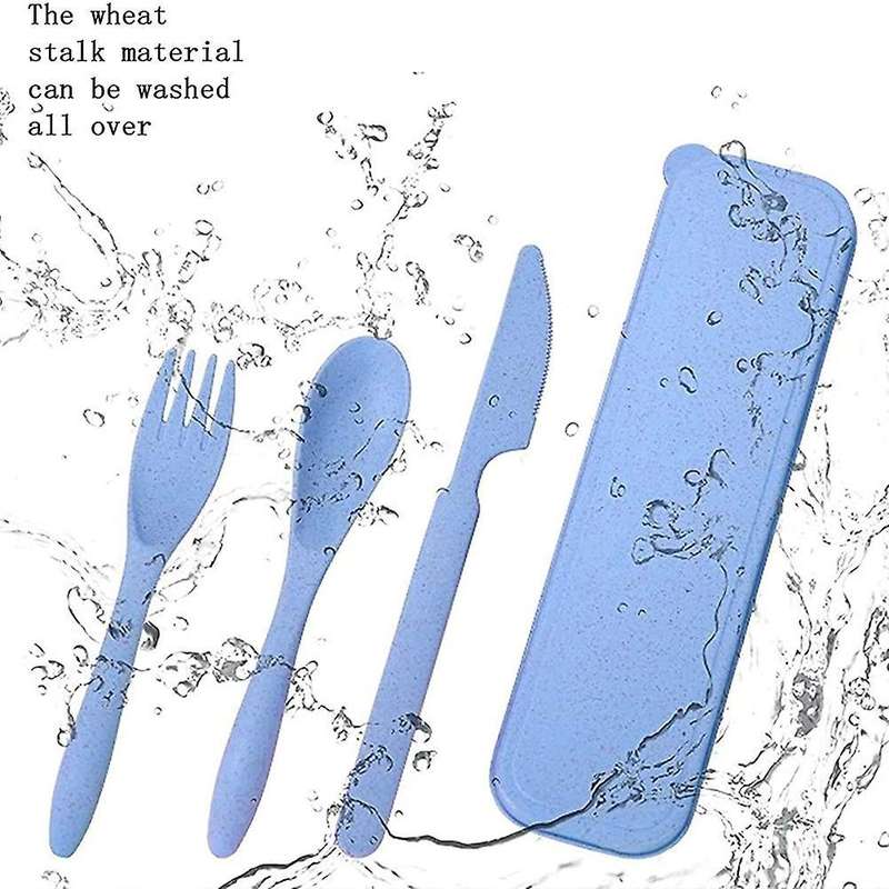 4pcs Reusable Plastic Spoon Cutlery, Portable Camping Cutlery(blue)