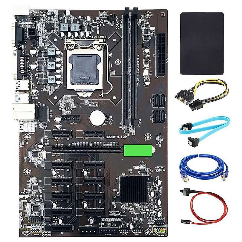 Btc-b250 Mining Motherboard Support 12 Gpu Lga1151 Ddr4 with Ssd 128g