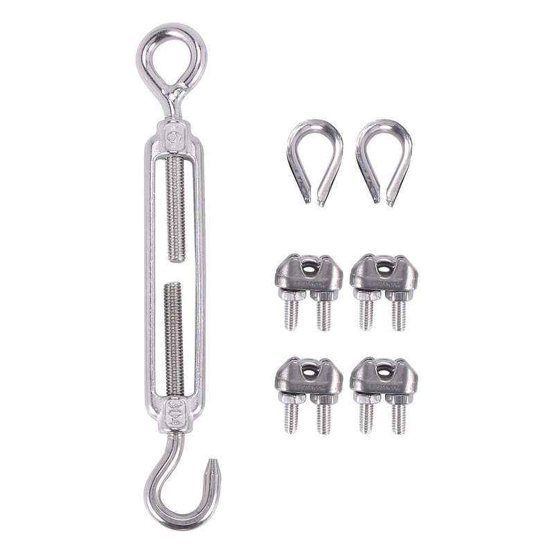 304 Stainless Steel Turnbuckle M6 Wire Rope Tensioner for Wood Post