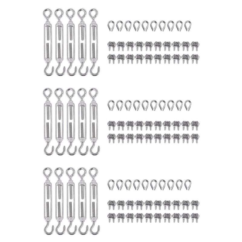 304 Stainless Steel Turnbuckle M6 Wire Rope Tensioner for Wood Post