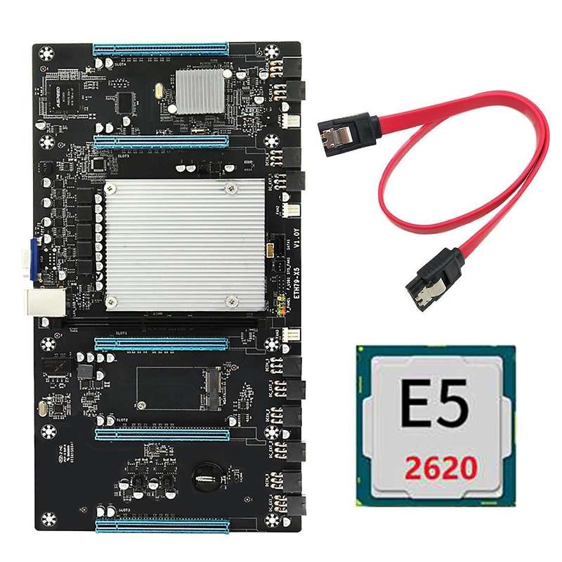 Eth79-x5 Btc Mining Motherboard with E5 2620 Cpu+sata Cable Lga2011