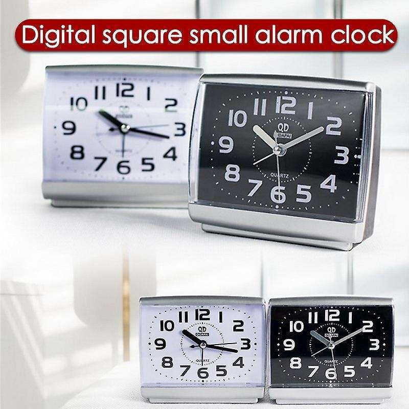 Wake Up Clocks Plastic Silent Sweeping Small Clock Alarm Clock-white