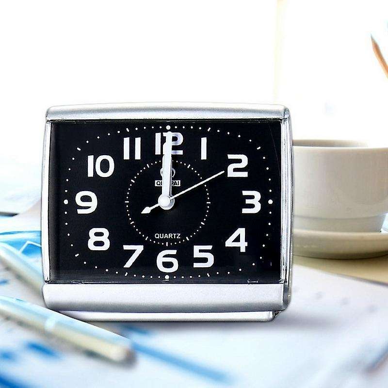 Wake Up Clocks Plastic Silent Sweeping Small Clock Alarm Clock-white