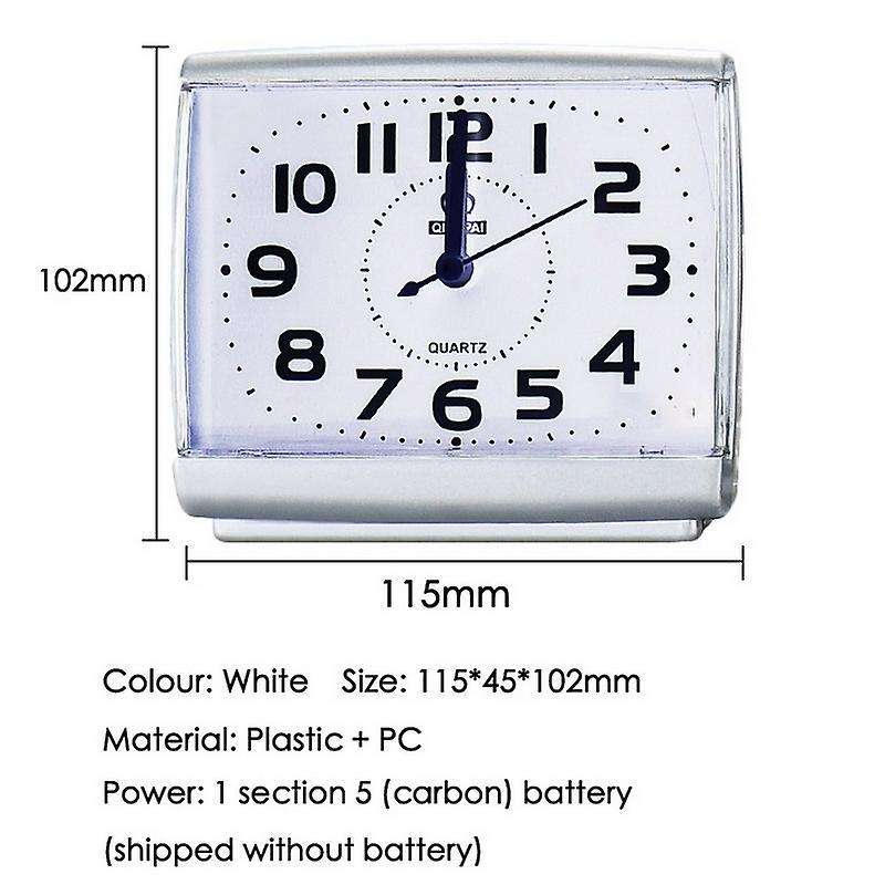 Wake Up Clocks Plastic Silent Sweeping Small Clock Alarm Clock-white