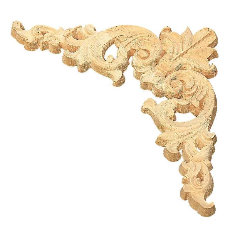 8x8cm Wood Carved Corner Onlay Applique Craft Unpainted Home Dcor