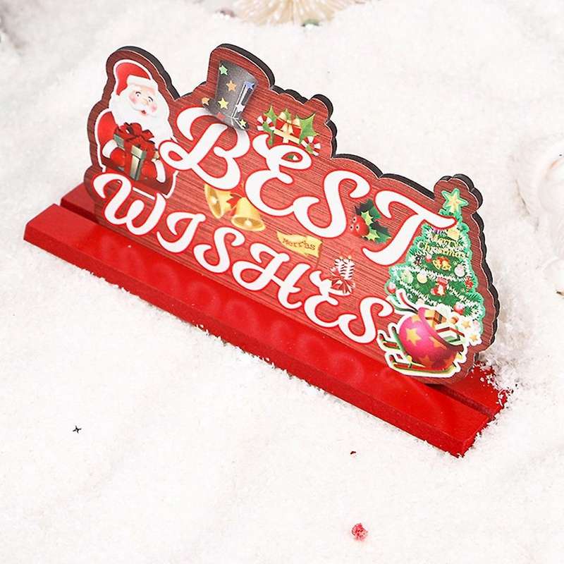 Lovely Xmas Wood Ornament Santa Claus Wood Craft for Home Party,b