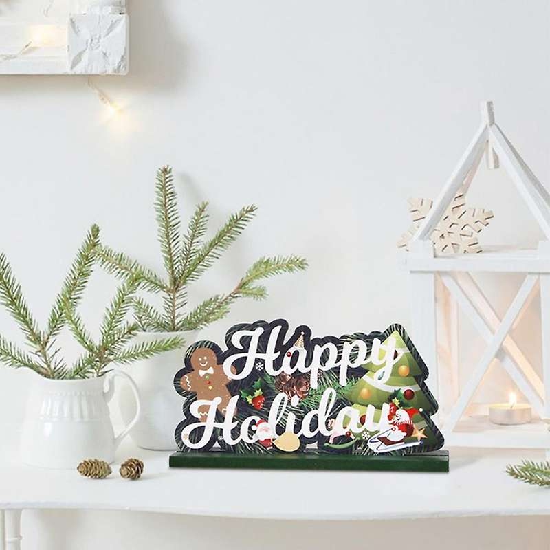 Lovely Xmas Wood Ornament Santa Claus Wood Craft for Home Party,b