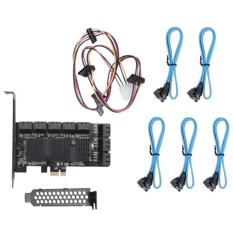 Pcie to 16-port Sata3.0 6g Expansion Card Supports 16 Sata Cables(1x)