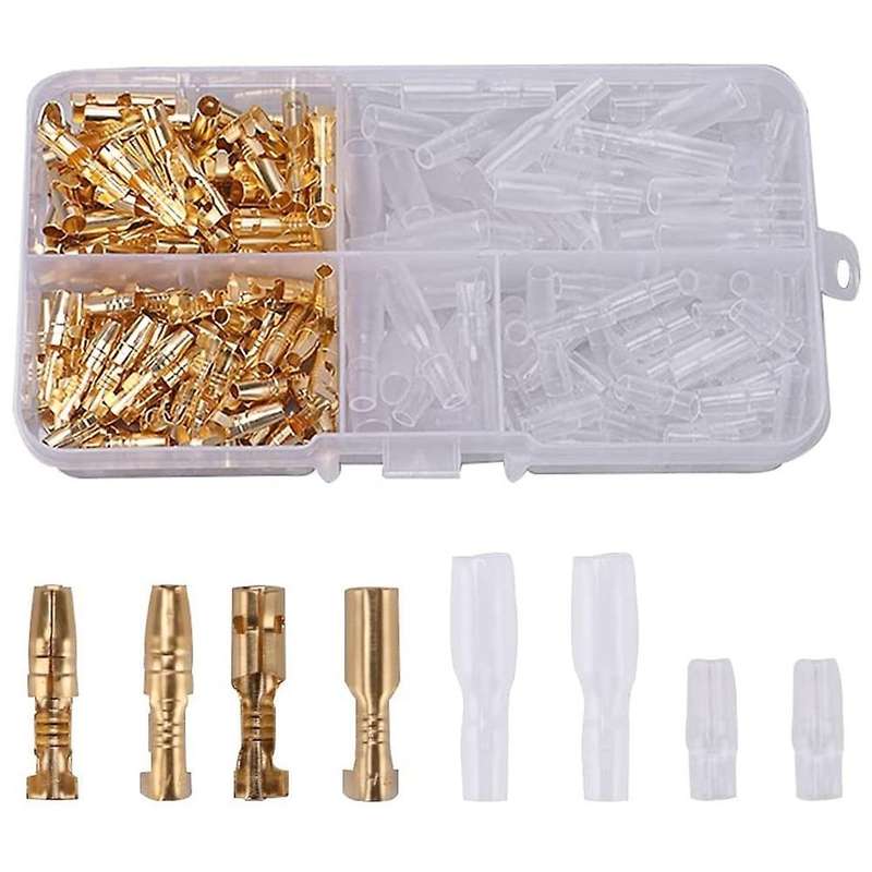 200pcs 3.9mm Brass Male and Female Terminals Wire Connector Golden