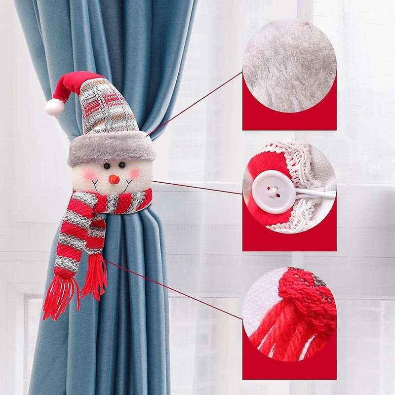 Christmas Window Curtain Tiebacks Decorations Cute Elf Doll Hook, A