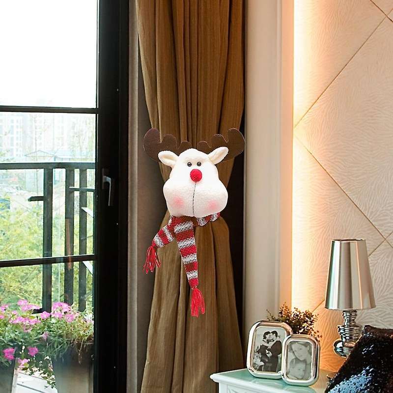 Christmas Window Curtain Tiebacks Decorations Cute Elf Doll Hook, A