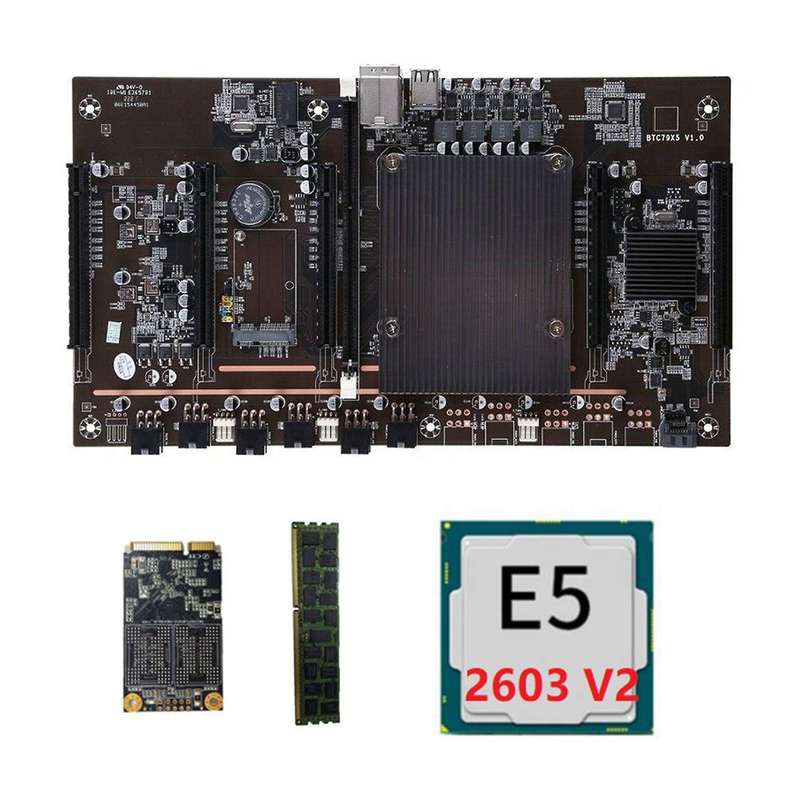 X79 H61 Btc Miner Motherboard 5x Pcie with E5 2603 V2 Cpu Recc 8g