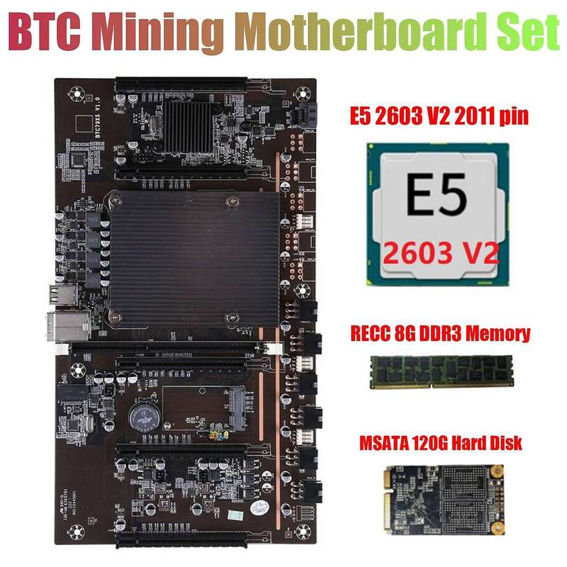 X79 H61 Btc Miner Motherboard 5x Pcie with E5 2603 V2 Cpu Recc 8g