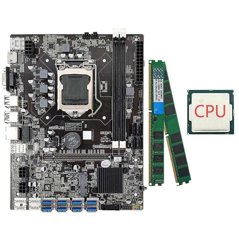 B75 Eth Mining Motherboard+cpu+2x8g Support Ddr3 B75 Usb Btc Miner