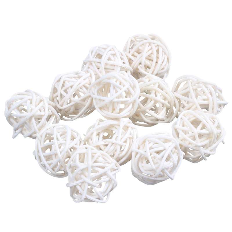 12 Pcs 3cm Rattan Wicker Ball for Wedding Decoration White