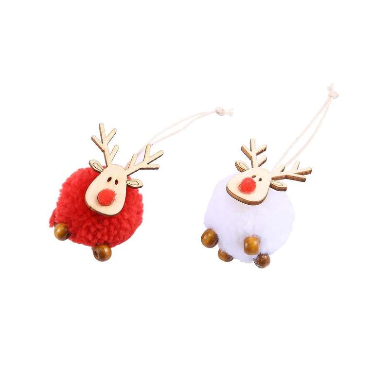 4 Pack Cute Felt Wooden Elk Christmas Tree Pendant New Year 2021