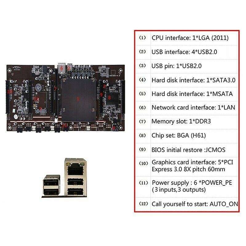 H61 X79 Btc Mining Motherboard with E5 2609 V2 Cpu+recc 4g Ddr3