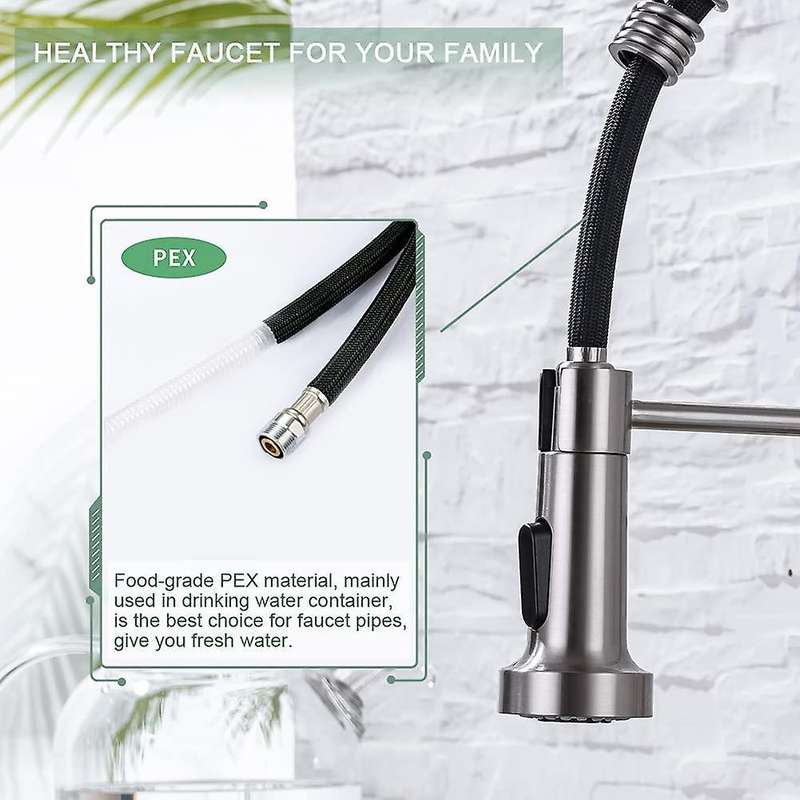 Kitchen Faucets, Brushed Nickel Stainless Steel Pull Down Sprayer