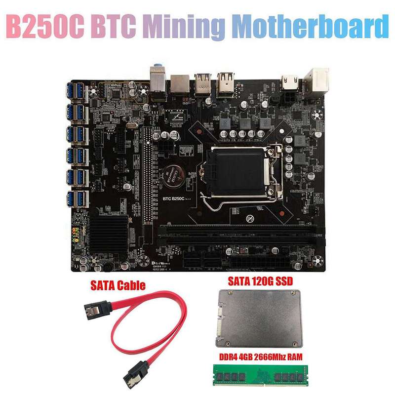 Btc B250c Mining Motherboard with Ddr4 4gb 2666mhz Memory