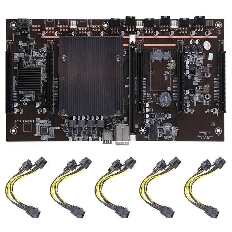 X79 H61 Btc Mining Motherboard with 5x6pin to Dual 8pin Cable for Btc