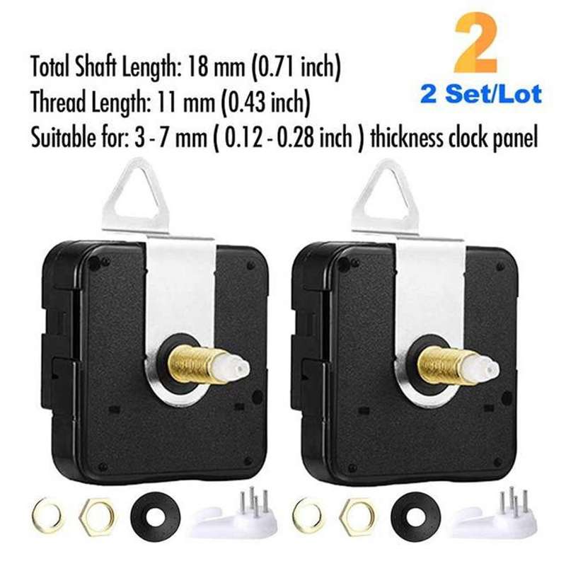 2pcs Silent Diy Quartz Wall Clock for Repair Parts Home Decor 18mm