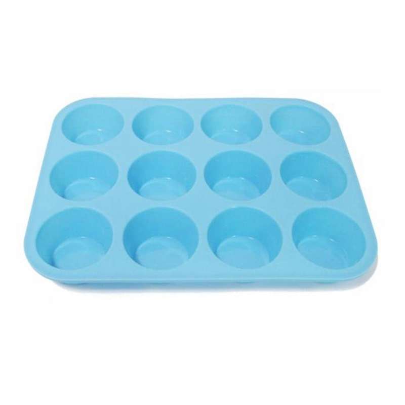 Silicone Muffin Pan 12 Cups Non Stick Paper Cup Cake Pan,blue