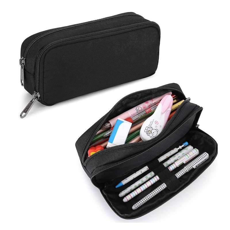 Big Capacity Pencil Case Oxford Storage Pouch Marker Pen Case Black