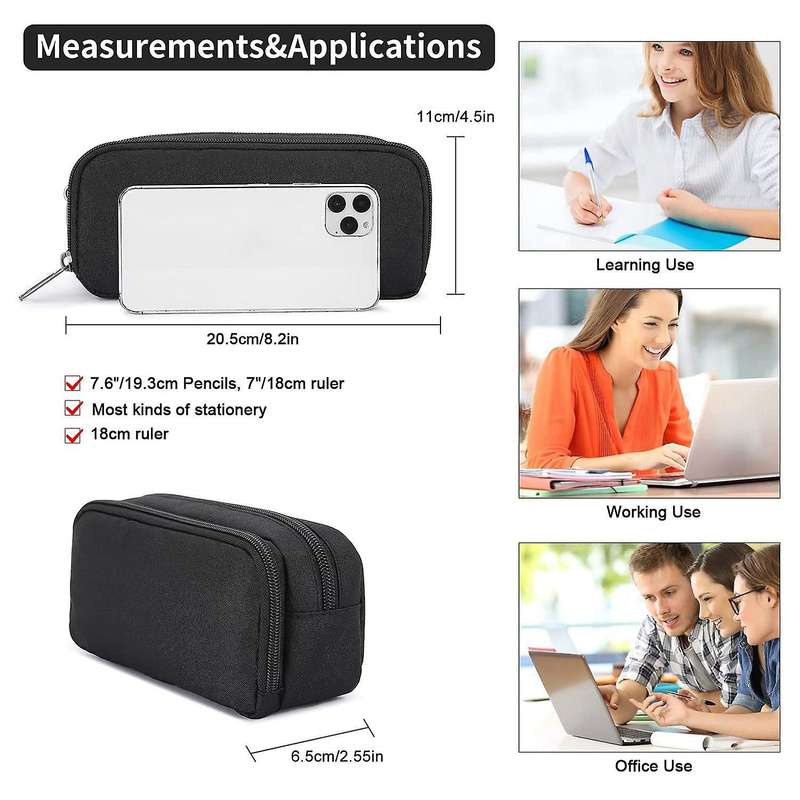 Big Capacity Pencil Case Oxford Storage Pouch Marker Pen Case Black