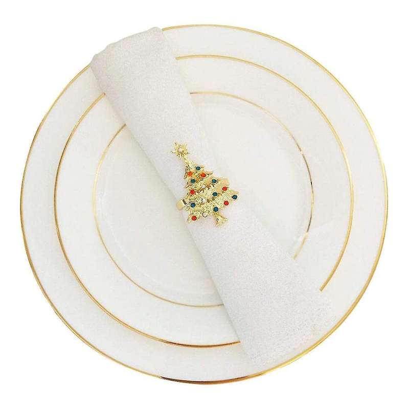Set Of 4 Christmas Tree Napkin Rings Buckle Rhinestone Napkin Buckle