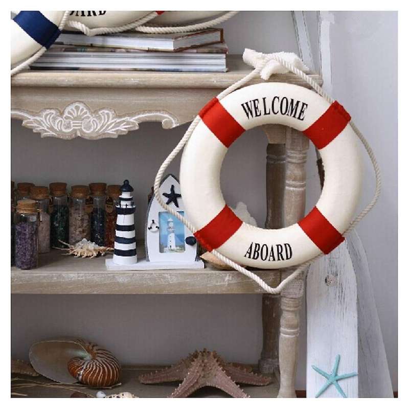 Foam Nautical Life Lifebuoy Wall Hanging Home Decoration Red 14cm