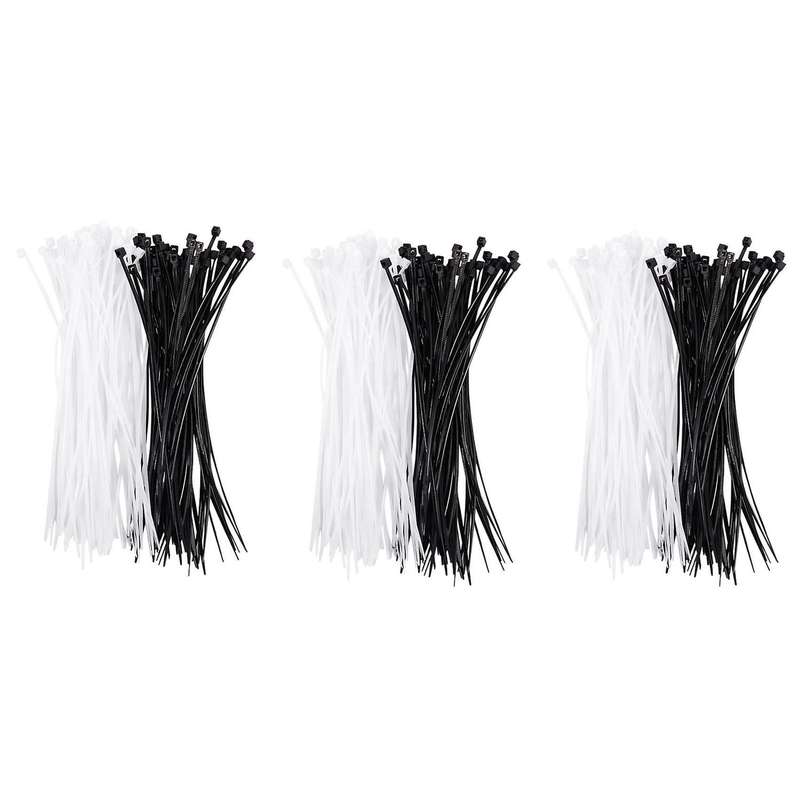 3 X 150mm Auto Wire Push Cable Zip Tie Organizer White Black 300 Pcs