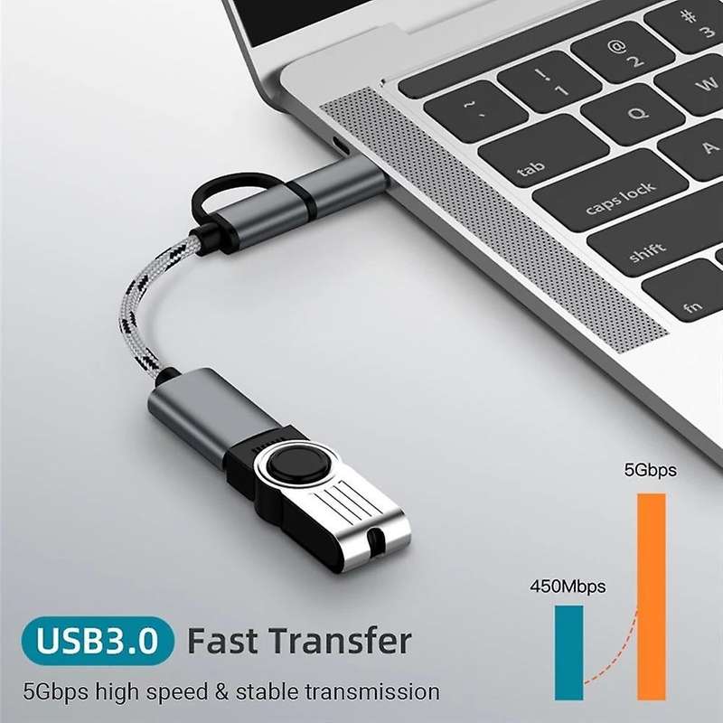 2 In 1 Usb Type-c/micro-usb to Usb 3.0 Adapter Cable for Phone(grey)