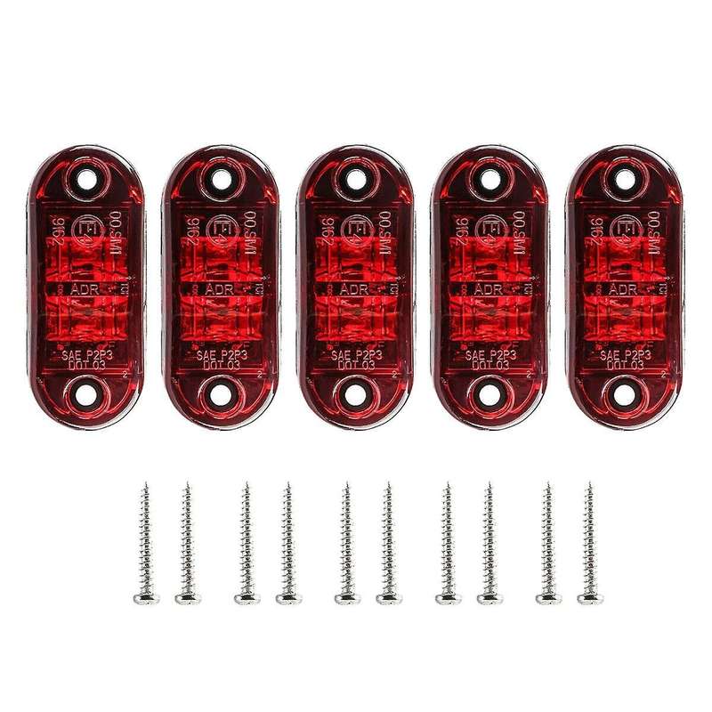 5pcs Red Led 2.5inch 2 Diode Light Trailer Truck Side Marker Lamp