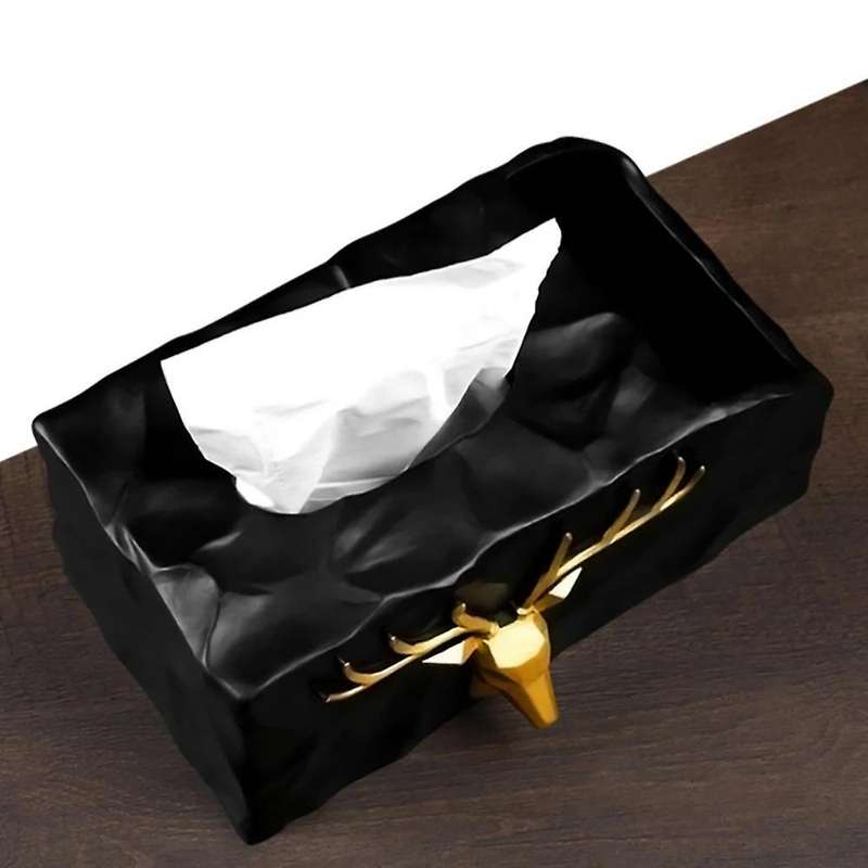 European Resin Golden Deer Head Tissue Box Elk Pen Holder A