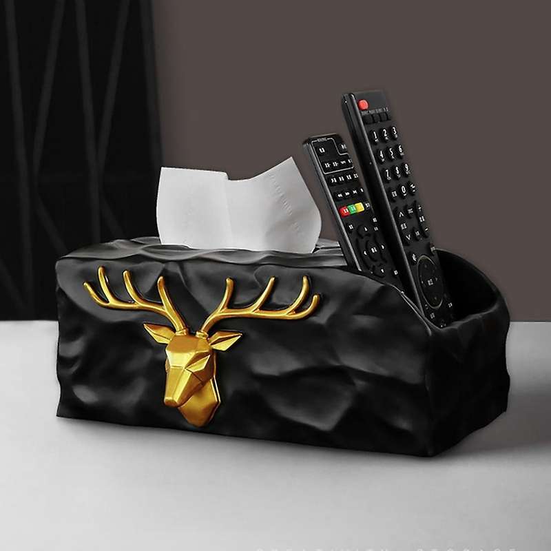 European Resin Golden Deer Head Tissue Box Elk Pen Holder A