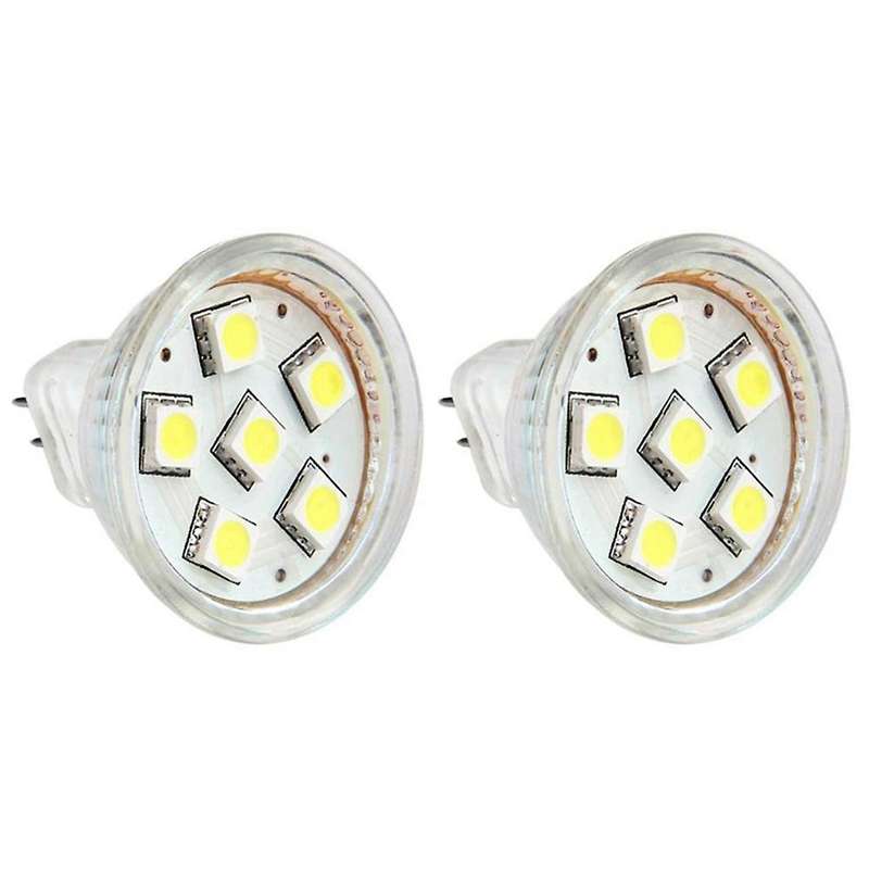 2x Gu4 Mr11 Dc 12v 6 Smd 5050 Led Light Bulb 6000k - White