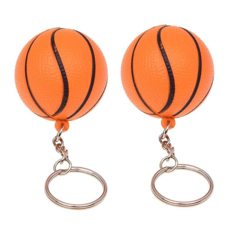 Orange Basketball Shape Decor Charm Key Chain Split Keyring