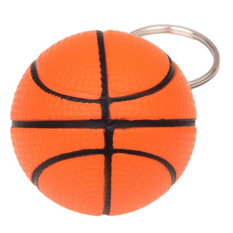 Orange Basketball Shape Decor Charm Key Chain Split Keyring