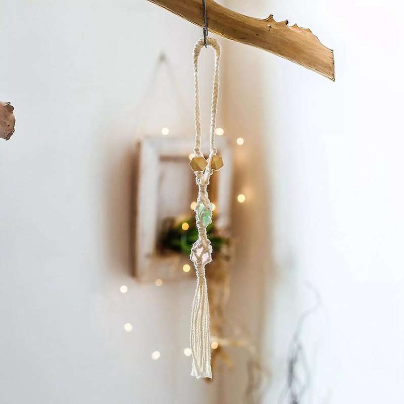 Ethnic Style Tassel Car Pendant Gemstone Wooden Bead Car Pendant,b