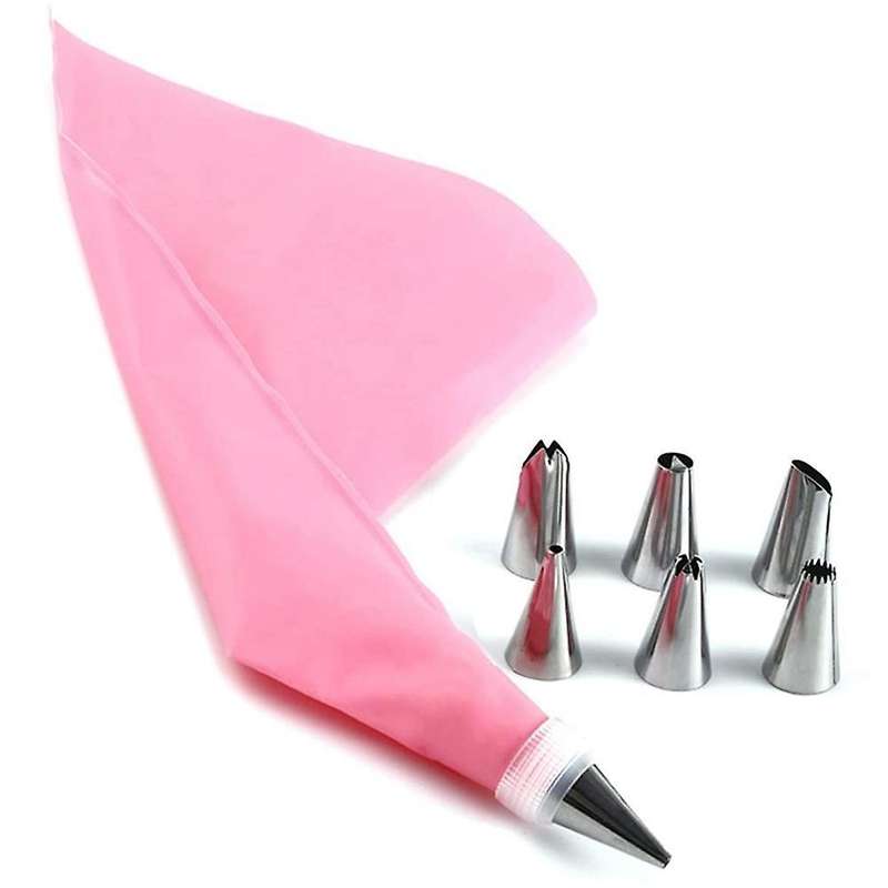 Baking Tools for Beginners Cake Nozzles Coupler and Pastry Bag-pink
