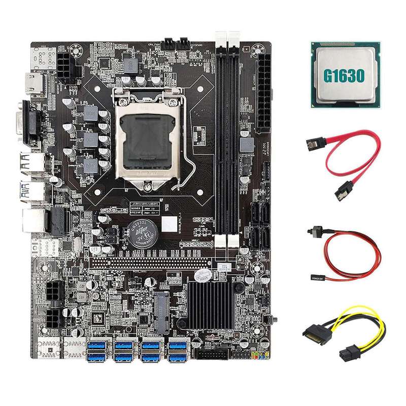 B75 Motherboard+g1630 Cpu+15pin to 6pin Cable+sata Cable+switch Cable